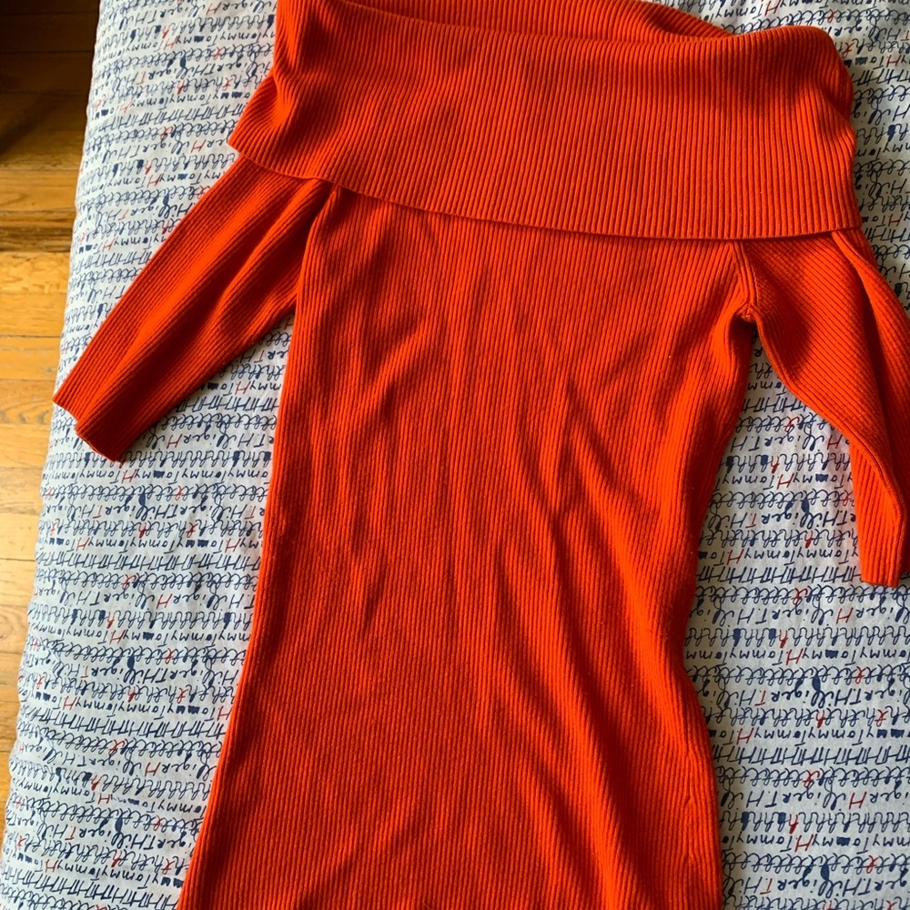 Orange Off-Shoulder Women's Sweater